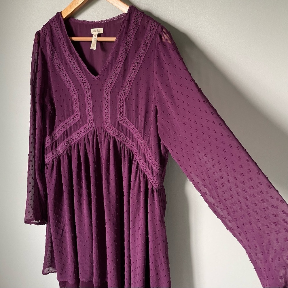Matilda Jane Purple Pleated Sundress with Bishop Sleeves Size Medium - Picture 6 of 9
